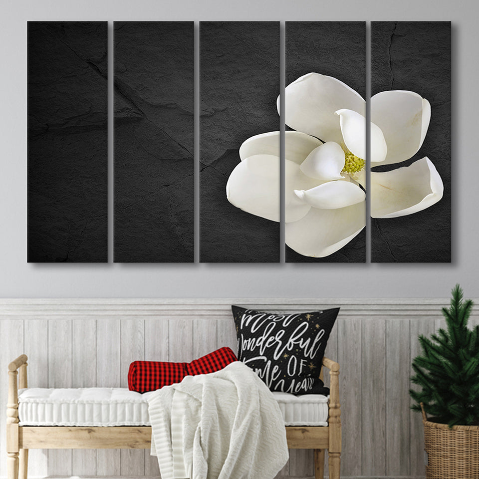 White Magnolia Flower, Floral 5 Panels B,Large Canvas,Canvas Prints Wall Art Home Decor