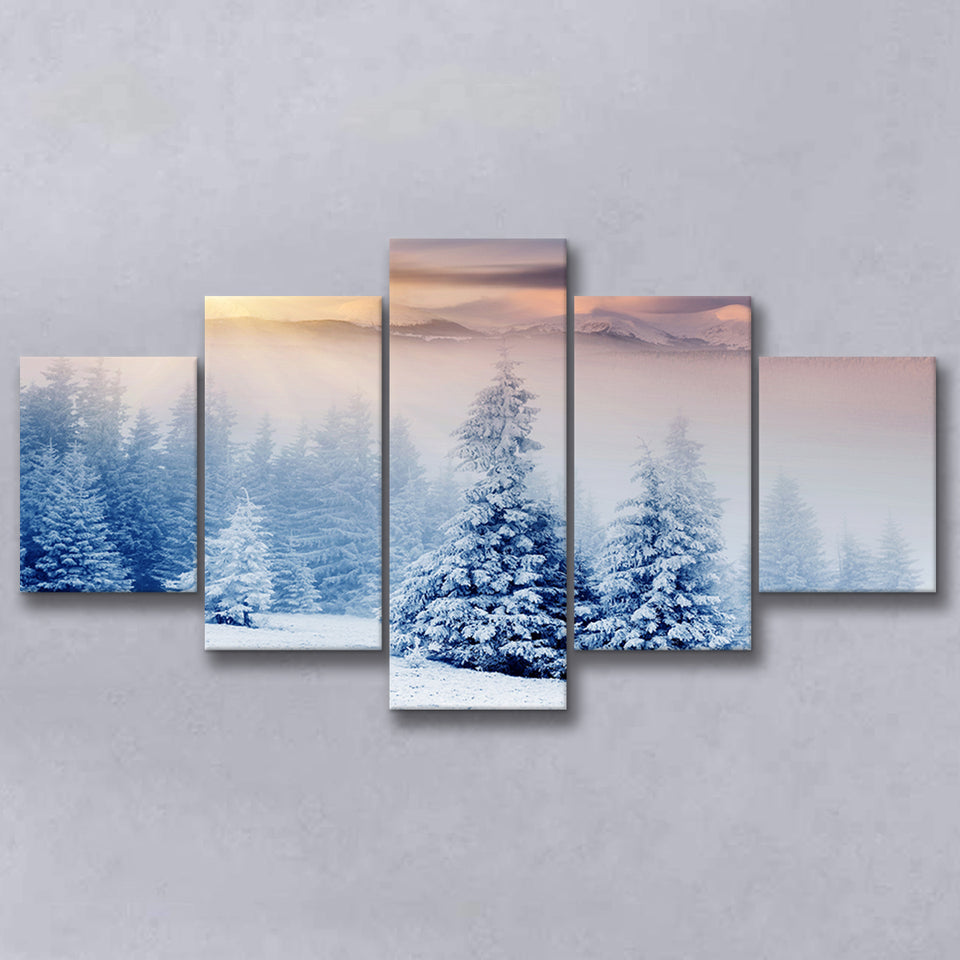 White Nature Over The Sunlight 5 Panels, Canvas Prints Wall Art Decor, Large Canvas Art