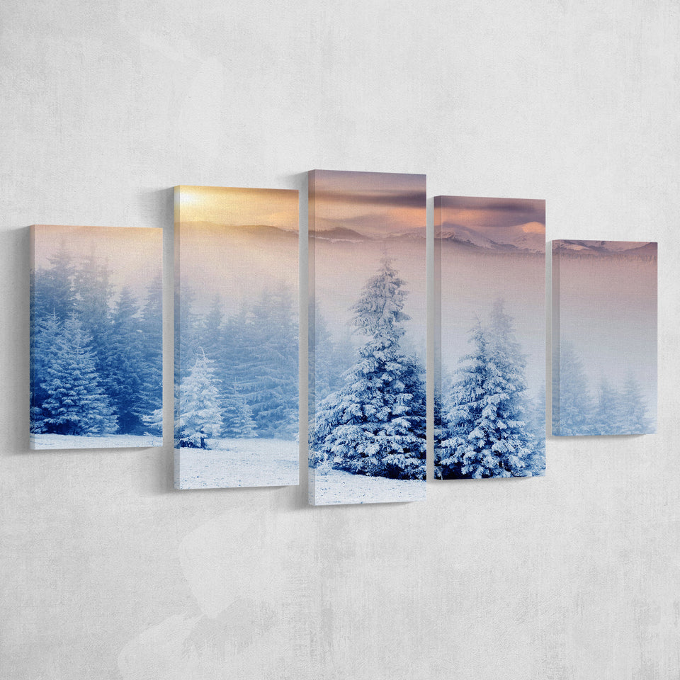 White Nature Over The Sunlight 5 Panels, Canvas Prints Wall Art Decor, Large Canvas Art