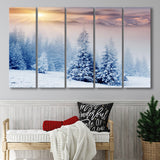 White Nature Over The Sunlight Larger Canvas Art, 5 Piece Canvas Prints Wall Art Decor