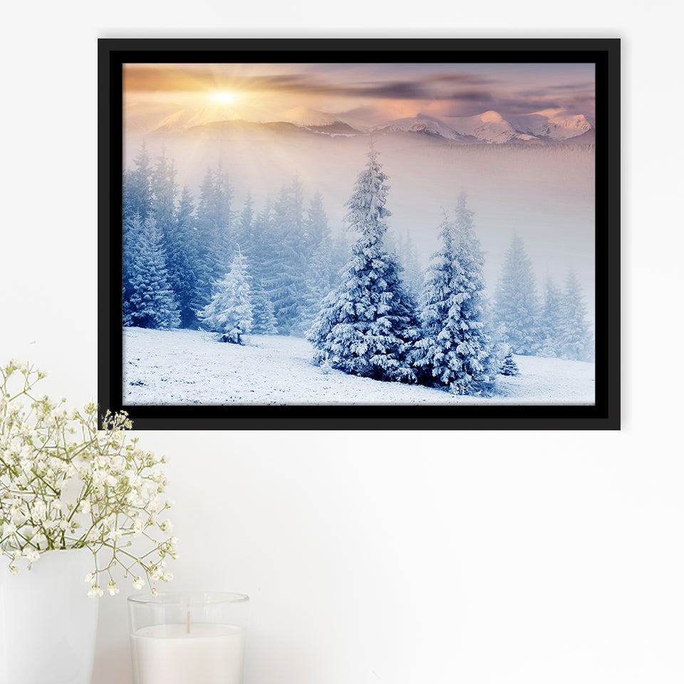 White Nature Over The Sunlight Framed Canvas Prints Wall Art Home Decor,Floating Frame