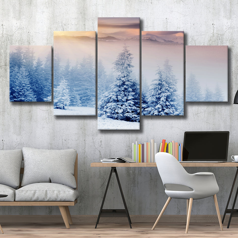 White Nature Over The Sunlight 5 Panels, Canvas Prints Wall Art Decor, Large Canvas Art