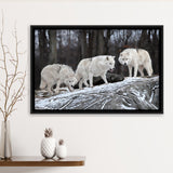 White Wolf Framed Canvas Prints Wall Art Decor, Framed Picture, Floating Frame