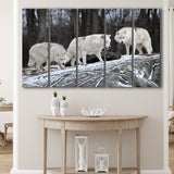White Wolf 5 Piece B Canvas Prints Wall Art, Multi Panels,Large Canvas