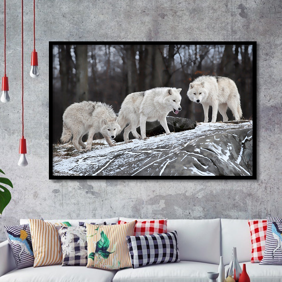 White Wolf Framed Art Prints Wall Art Decor, Framed Picture, Home Decor