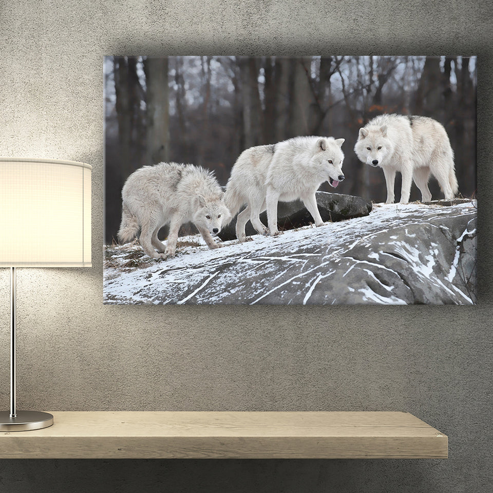 White Wolf Canvas Prints Wall Art Decor - Painting Canvas,Home Decor, Ready to Hang