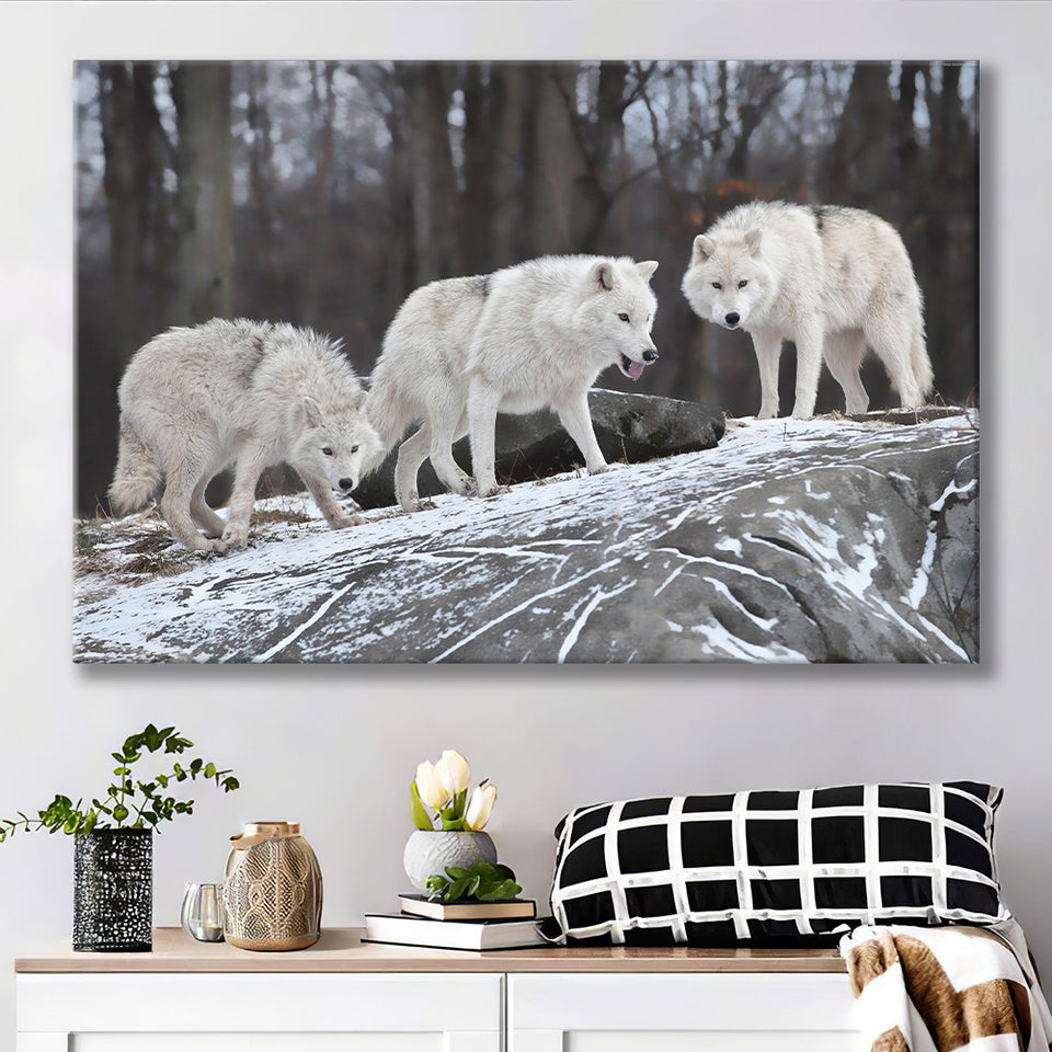 White Wolf Canvas Prints Wall Art Decor - Painting Canvas,Home Decor, Ready to Hang