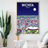 Wichita KS Art V1, Large Canvas, Framed Canvas Print Wall Art Home Decor, Floating Frame