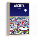 Wichita KS Art V1, Large Canvas, Framed Canvas Print Wall Art Home Decor, Floating Frame