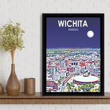Wichita KS Art V1, Large Canvas, Framed Canvas Print Wall Art Home Decor, Floating Frame