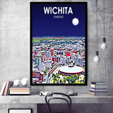 Wichita KS Art V1, City Art Print, Framed Art Print Wall Art Home Decor, Framed Picture