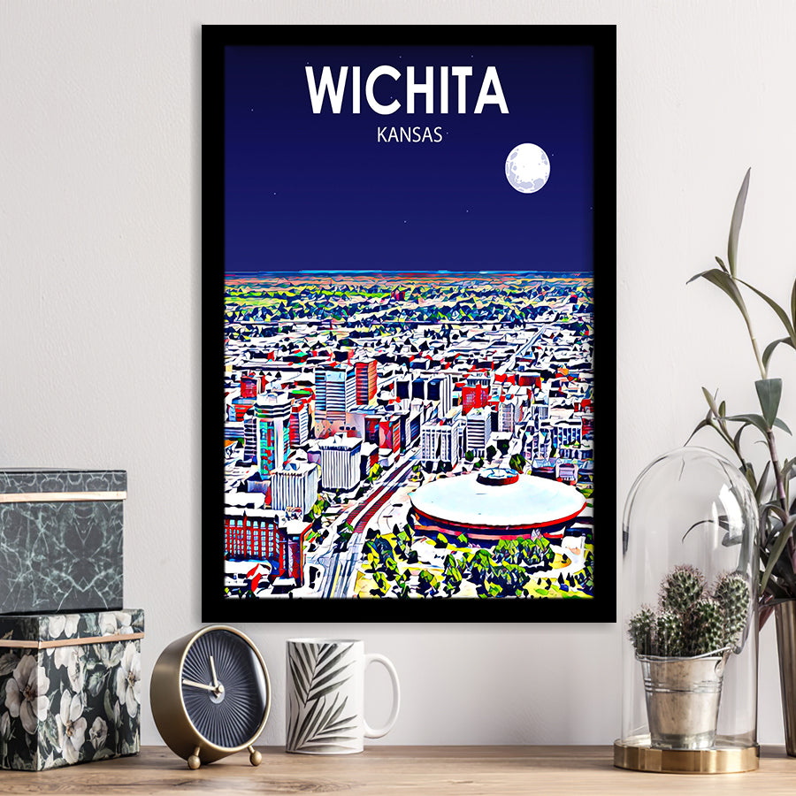 Wichita KS Art V1, City Art Print, Framed Art Print Wall Art Home Decor, Framed Picture