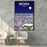 Wichita KS Art V1, Large Canvas, Framed Canvas Print Wall Art Home Decor, Floating Frame