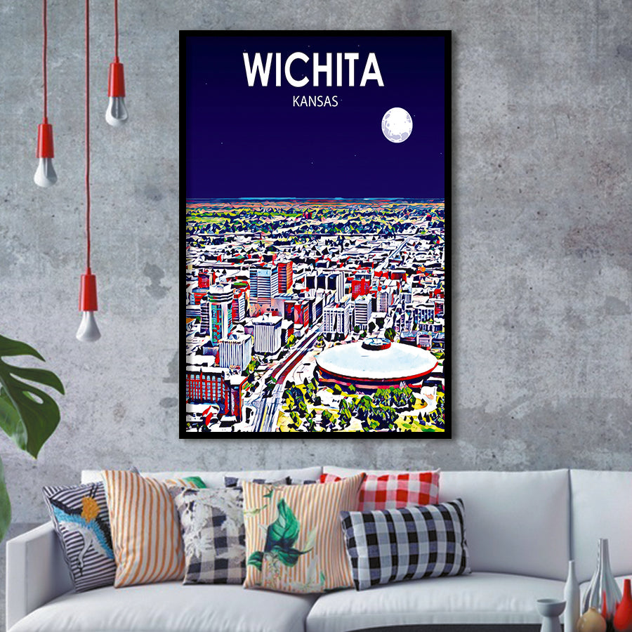 Wichita KS Art V1, City Art Print, Framed Art Print Wall Art Home Decor, Framed Picture