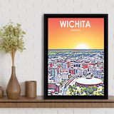 Wichita KS Art, Large Canvas, Framed Canvas Print Wall Art Home Decor, Floating Frame