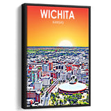 Wichita KS Art, Large Canvas, Framed Canvas Print Wall Art Home Decor, Floating Frame