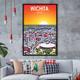 Wichita KS Art, City Art Print, Framed Art Print Wall Art Home Decor, Framed Picture