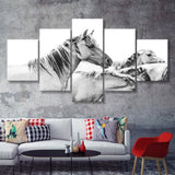 Wild Horses 5 Piece Multi Panels Canvas Prints Wall Art - Painting Canvas,Wall Decor