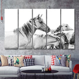 Wild Horses 5 Piece B Multi Panels Canvas Prints Wall Art - Painting Canvas,Wall Decor