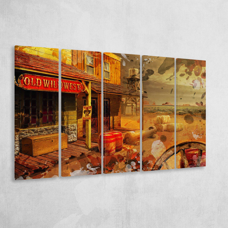Wild West 5 Piece B Canvas Prints Wall Art Decor, Multi Panels,Large Canvas, Home Decor
