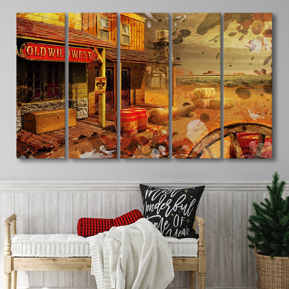 Wild West 5 Piece B Canvas Prints Wall Art Decor, Multi Panels,Large Canvas, Home Decor