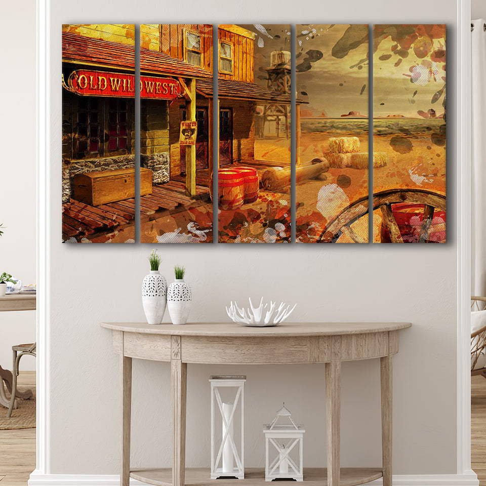 Wild West 5 Piece B Canvas Prints Wall Art Decor, Multi Panels,Large Canvas, Home Decor