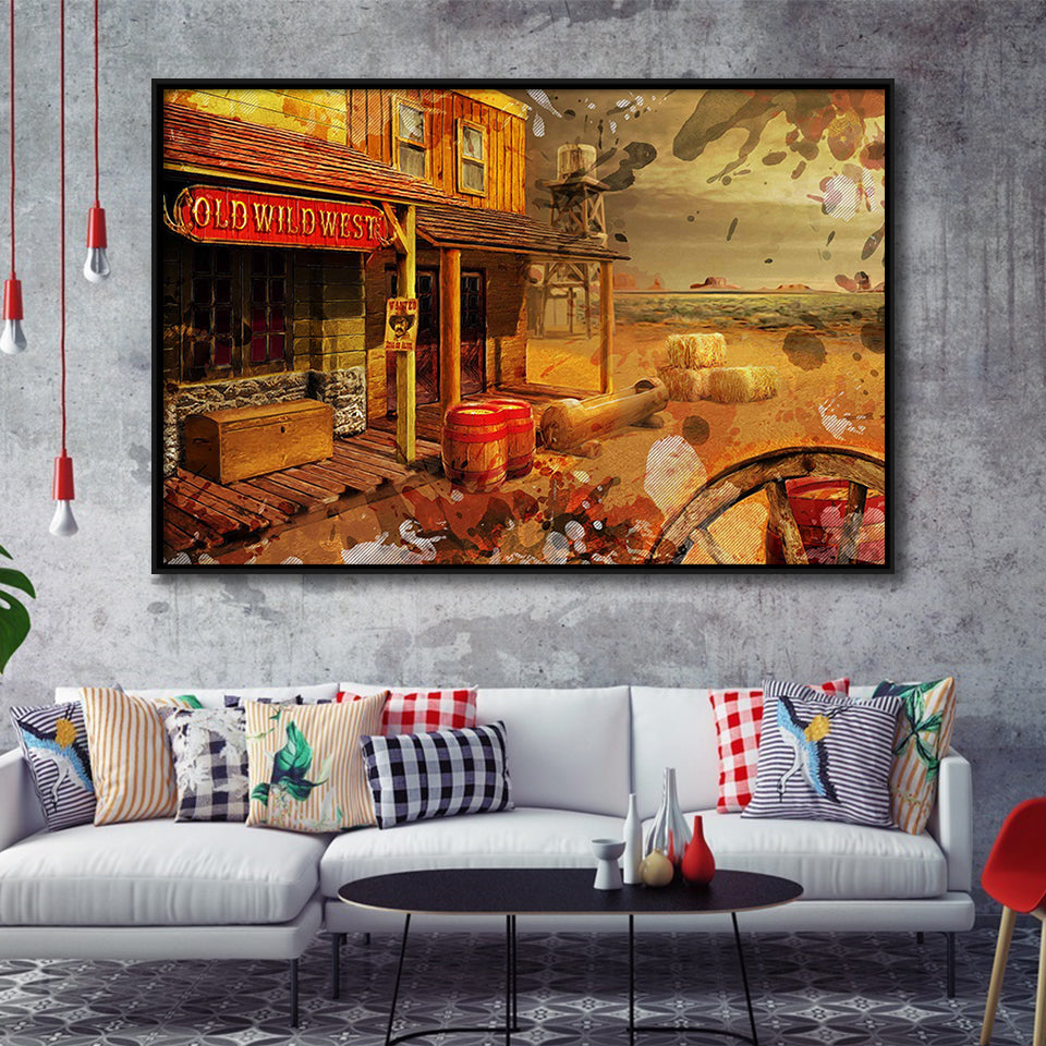 Wild West Framed Canvas Prints Wall Art Decor - Painting Canvas, Framed Picture, Home Decor