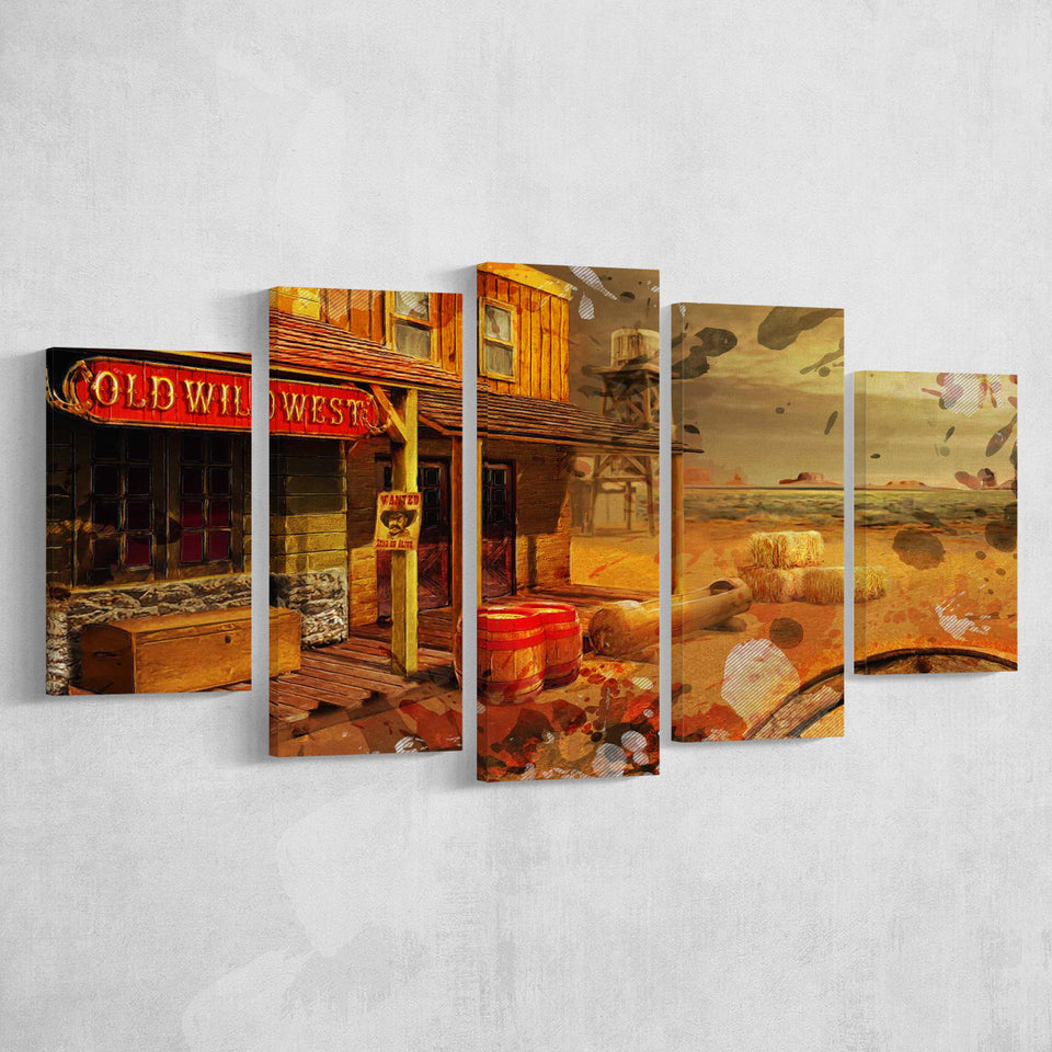 Wild West 5 Pieces Canvas Prints Wall Art Decor - Painting Canvas, Mixed Canvas, Multi Panels