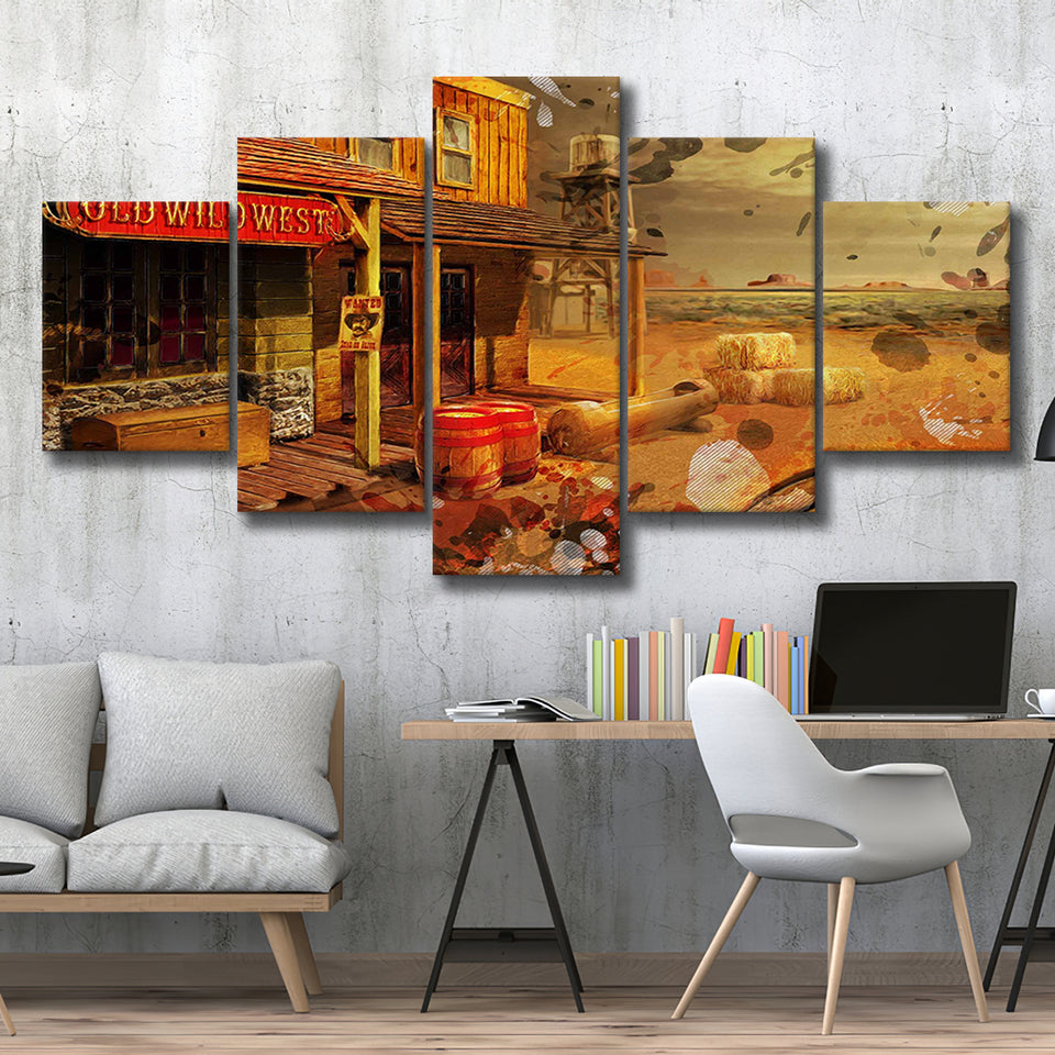 Wild West 5 Pieces Canvas Prints Wall Art Decor - Painting Canvas, Mixed Canvas, Multi Panels