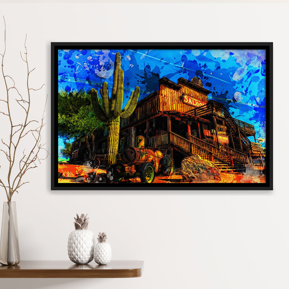 Wild West Saloon Painting Framed Canvas Prints Wall Art Decor - Painting Canvas, Framed Picture, Home Decor