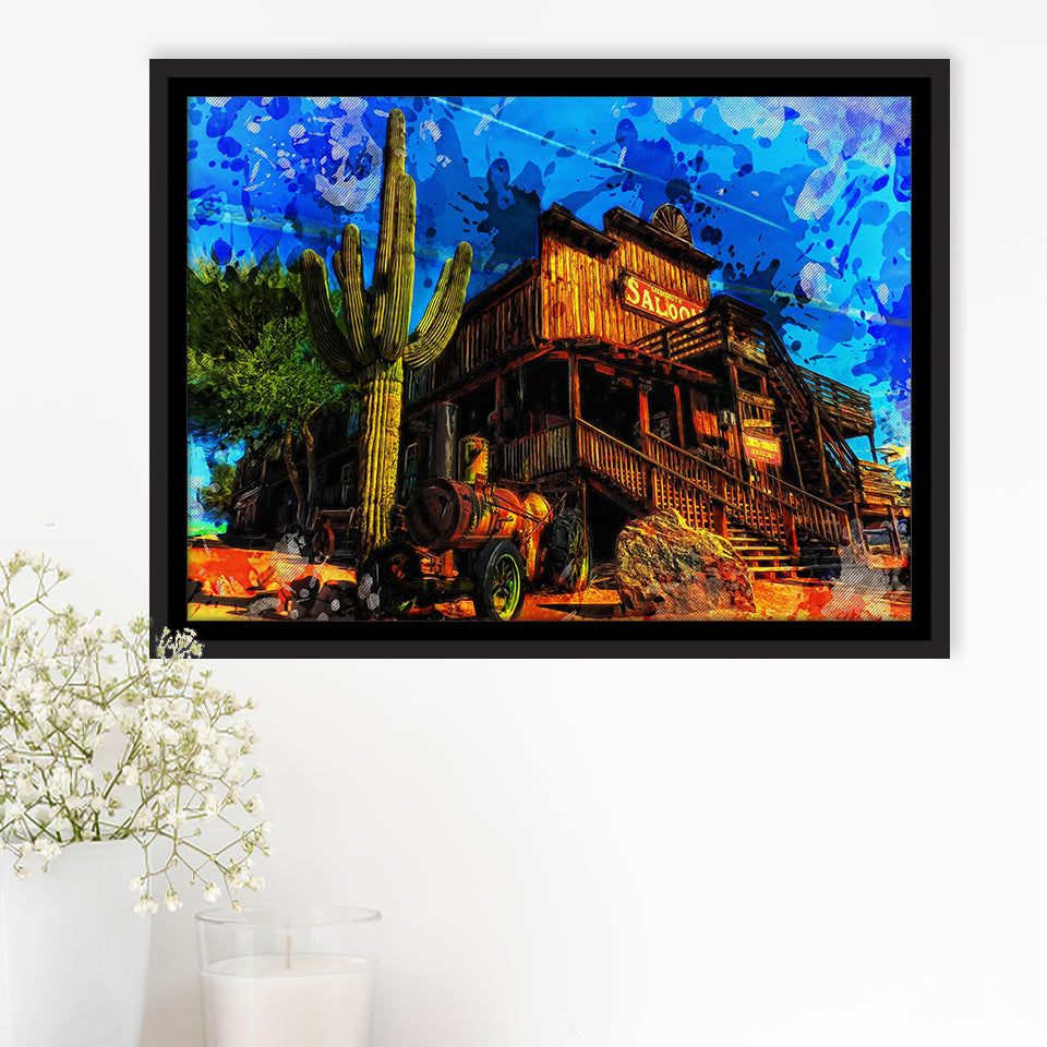 Wild West Saloon Painting Framed Canvas Prints Wall Art Decor - Painting Canvas, Framed Picture, Home Decor