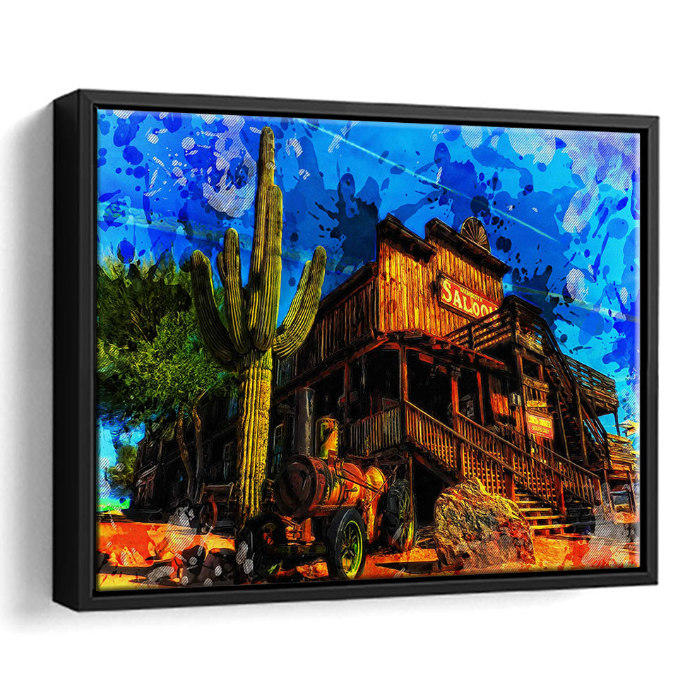 Wild West Saloon Painting Framed Canvas Prints Wall Art Decor - Painting Canvas, Framed Picture, Home Decor