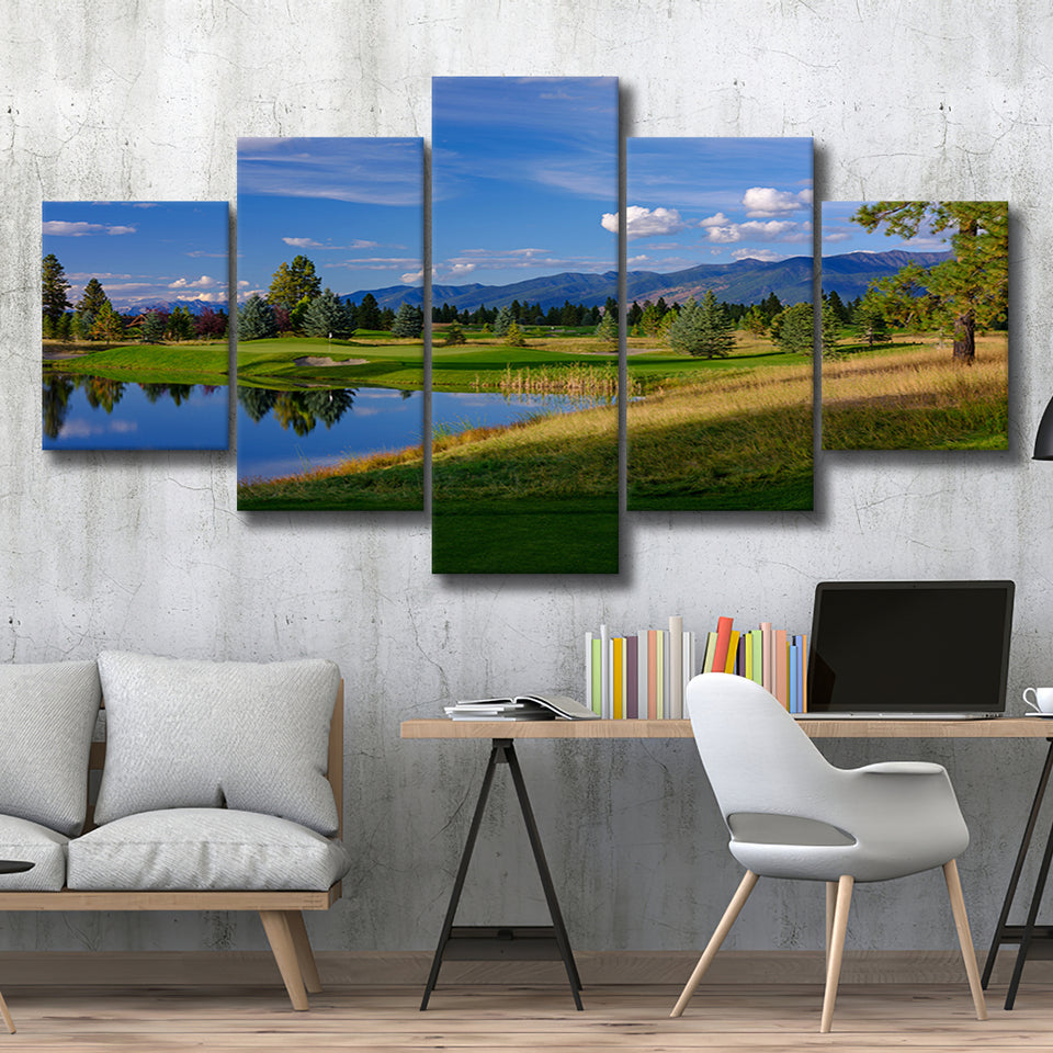 Wilderness Club Hole 05 Wilderness Golf Courses, Eureka, Montana, Golf Art Print, 5 Panels Canvas Prints Wall Art Decor