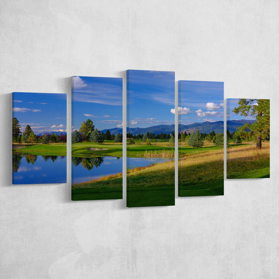 Wilderness Club Hole 05 Wilderness Golf Courses, Eureka, Montana, Golf Art Print, 5 Panels Canvas Prints Wall Art Decor