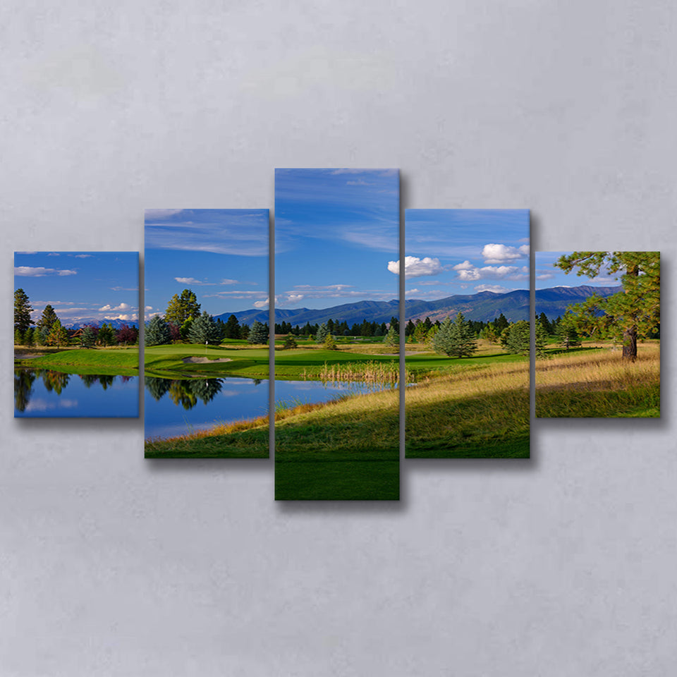 Wilderness Club Hole 05 Wilderness Golf Courses, Eureka, Montana, Golf Art Print, 5 Panels Canvas Prints Wall Art Decor
