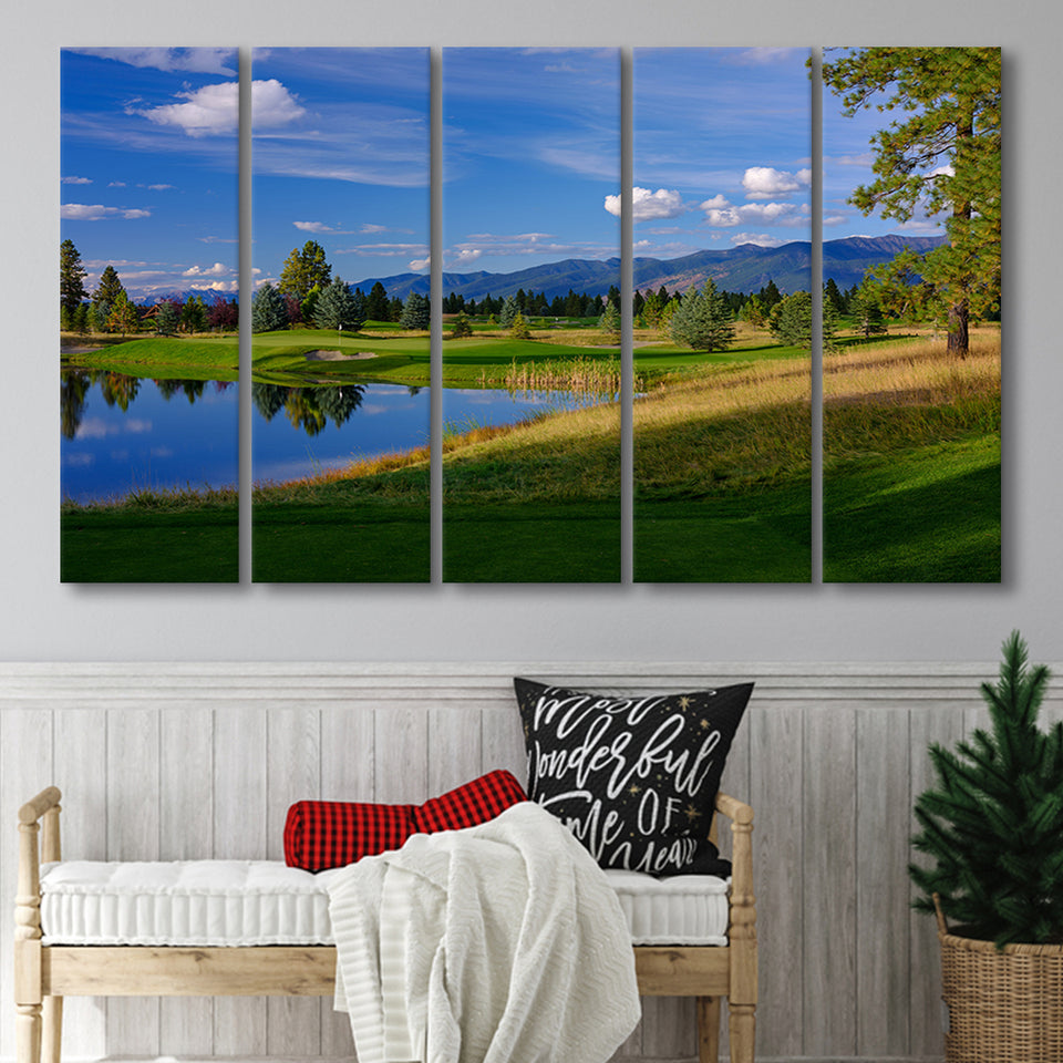 Wilderness Club Hole 05 Wilderness Golf Courses, Eureka, Montana, 5 Panels Extra Large Canvas Prints Wall Art Decor