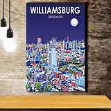 Williamsburg NY Art Brooklyn Night Landscape ,City Art Print, Large Canvas, Canvas Print Wall Art Home Decor