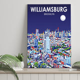 Williamsburg NY Art Brooklyn Night Landscape ,City Art Print, Large Canvas, Canvas Print Wall Art Home Decor