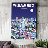 Williamsburg NY Art Brooklyn Night Landscape ,City Art Print, Large Canvas, Canvas Print Wall Art Home Decor