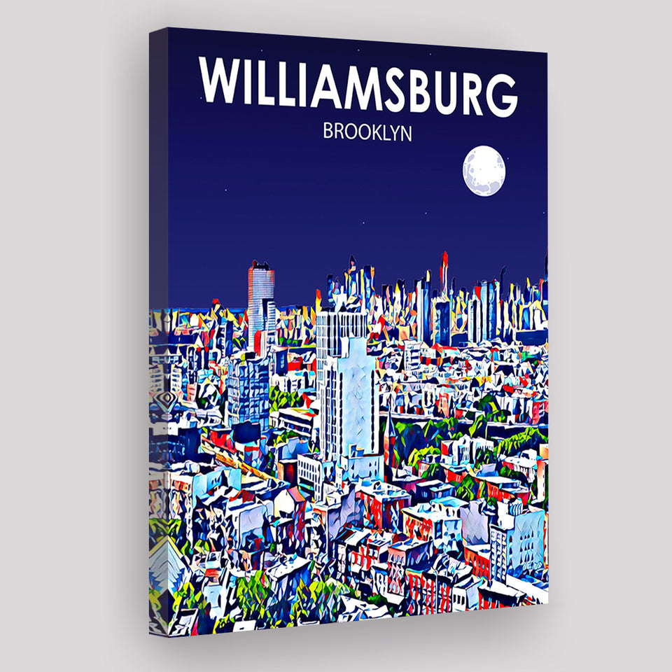 Williamsburg NY Art Brooklyn Night Landscape ,City Art Print, Large Canvas, Canvas Print Wall Art Home Decor