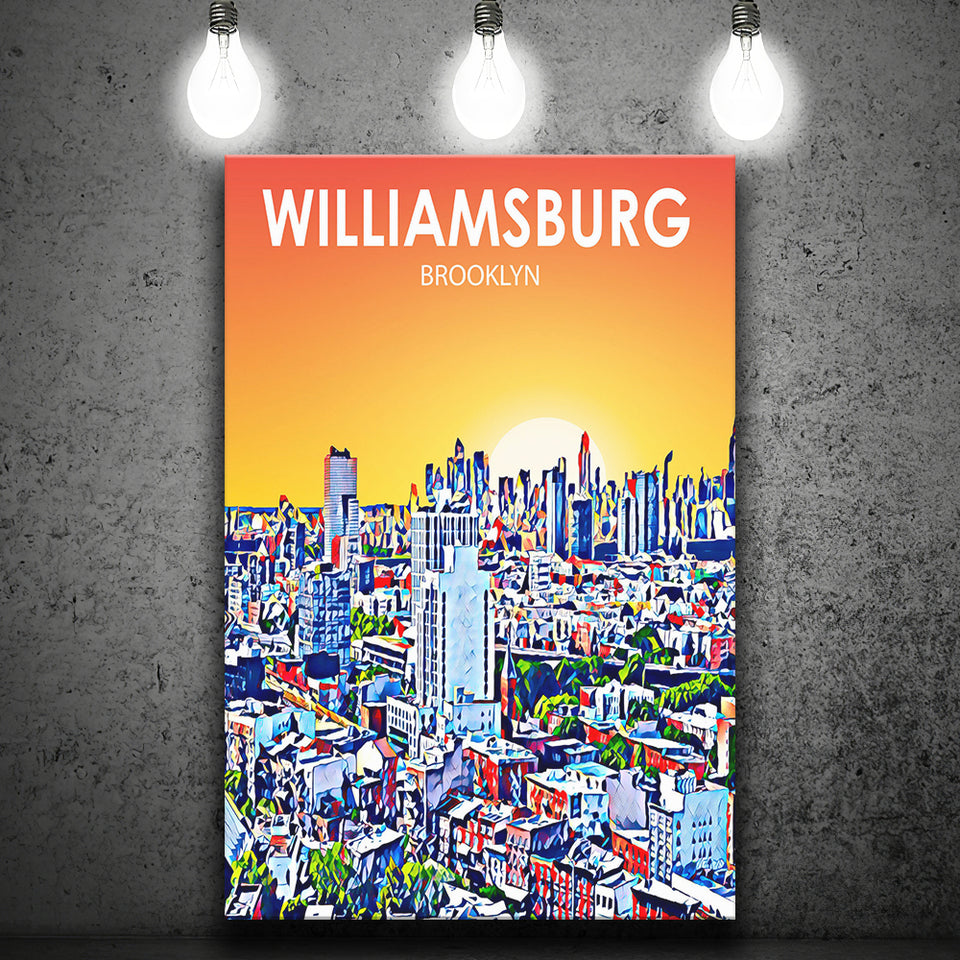 Williamsburg NY Art Brooklyn Sunset Landscape ,City Art Print, Large Canvas, Canvas Print Wall Art Home Decor
