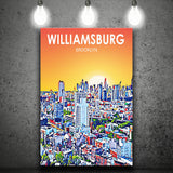 Williamsburg NY Art Brooklyn Sunset Landscape ,City Art Print, Large Canvas, Canvas Print Wall Art Home Decor