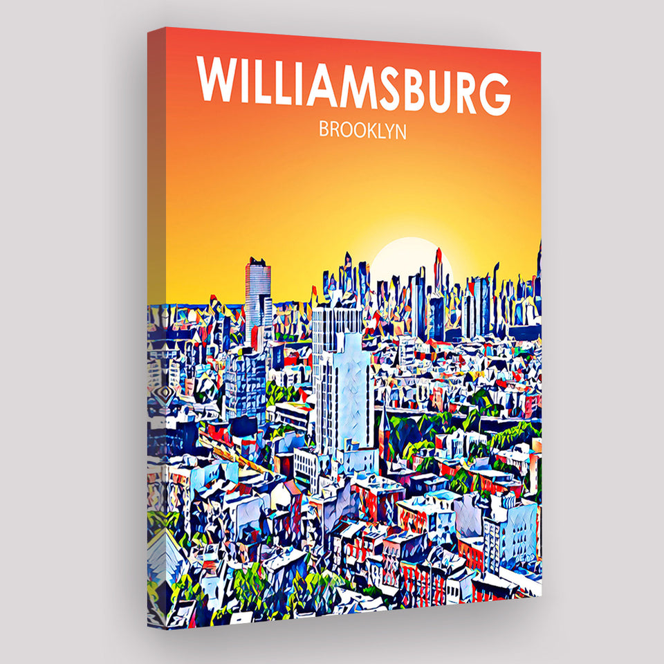 Williamsburg NY Art Brooklyn Sunset Landscape ,City Art Print, Large Canvas, Canvas Print Wall Art Home Decor