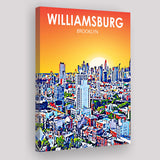 Williamsburg NY Art Brooklyn Sunset Landscape ,City Art Print, Large Canvas, Canvas Print Wall Art Home Decor