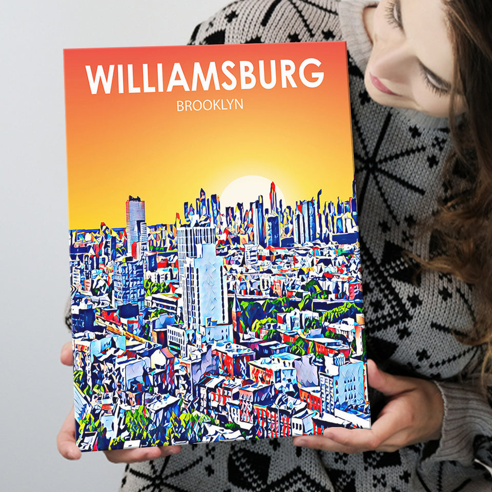 Williamsburg NY Art Brooklyn Sunset Landscape ,City Art Print, Large Canvas, Canvas Print Wall Art Home Decor