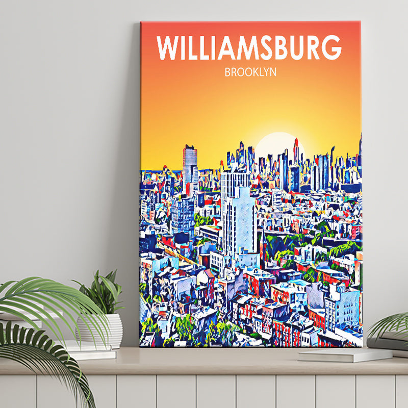 Williamsburg NY Art Brooklyn Sunset Landscape ,City Art Print, Large Canvas, Canvas Print Wall Art Home Decor