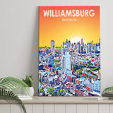 Williamsburg NY Art Brooklyn Sunset Landscape ,City Art Print, Large Canvas, Canvas Print Wall Art Home Decor
