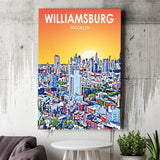 Williamsburg NY Art Brooklyn Sunset Landscape ,City Art Print, Large Canvas, Canvas Print Wall Art Home Decor