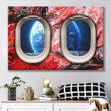 Window Seat Earth Space Painting Style Planet Abstract Canvas Prints Wall Art - Painting Canvas,Wall Decor, Painting Prints,For Sale