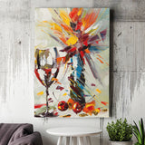 Wine And Flowers Abstract Canvas Prints Wall Art - Painting Canvas, Wall Decor, Painting Prints